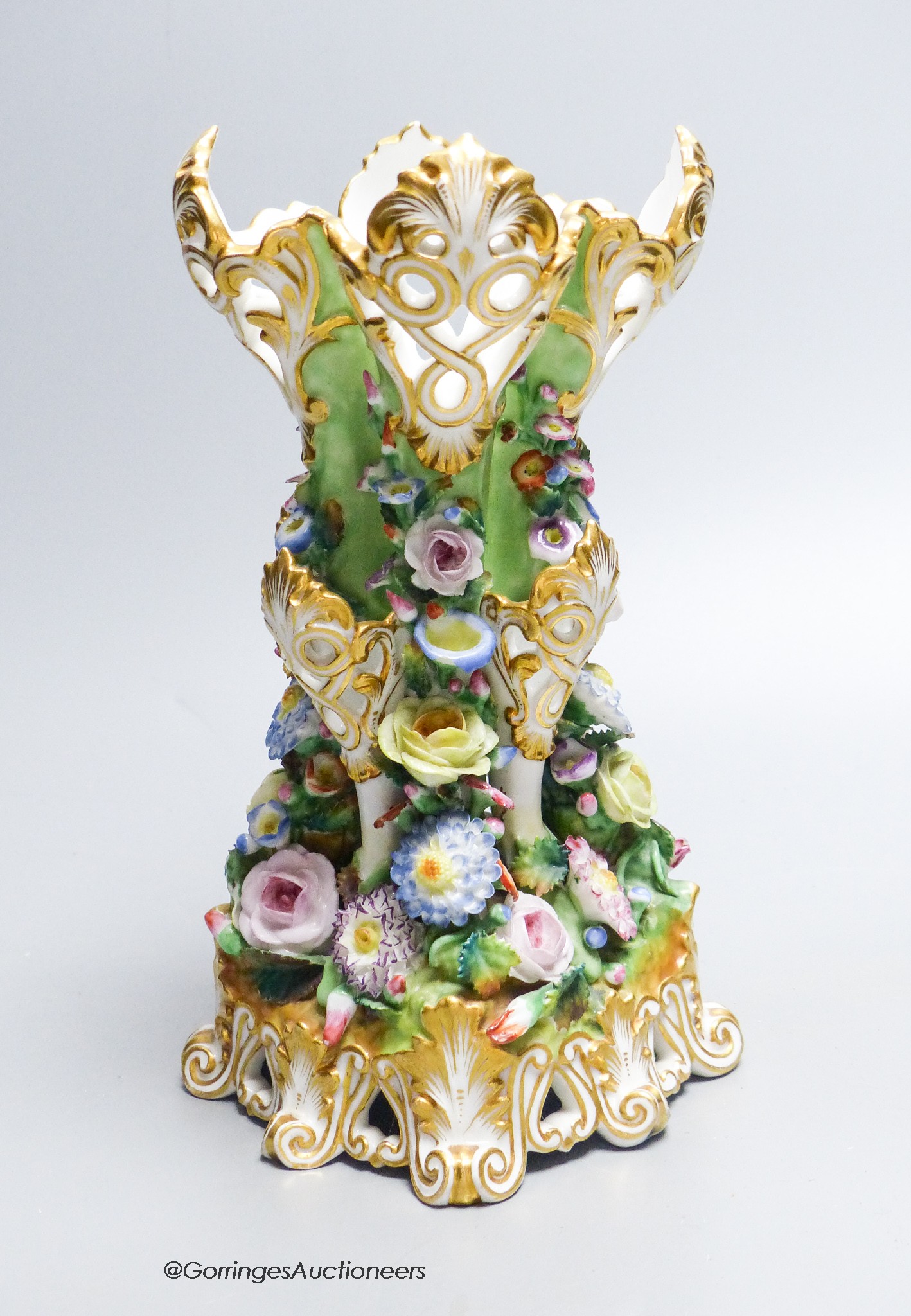 A Jacob Petit floral-encrusted vase, height 20cm